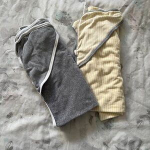 Gray and Yellow Hooded Baby Towels